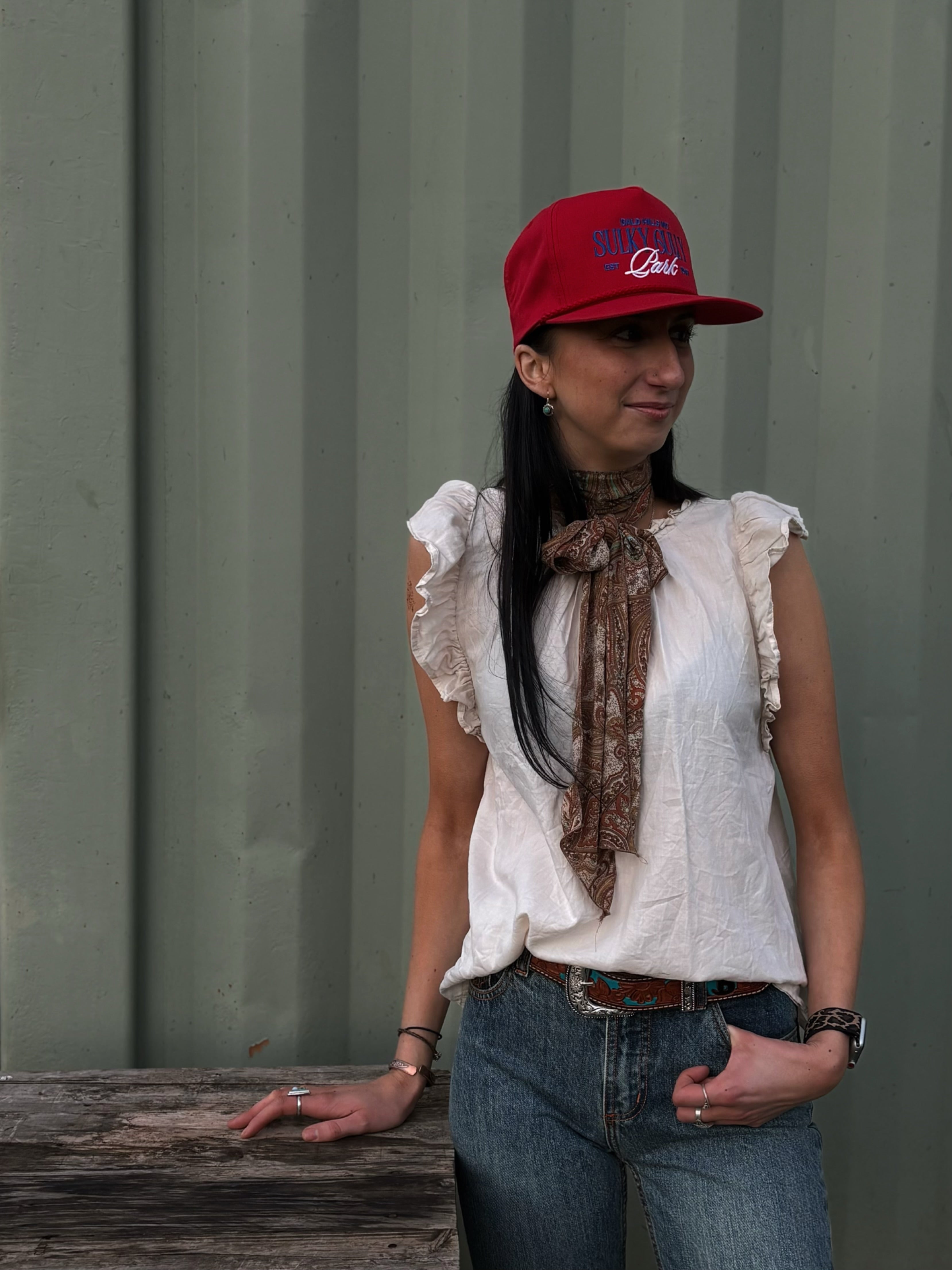 Red retro cap