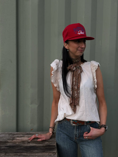 Red retro cap
